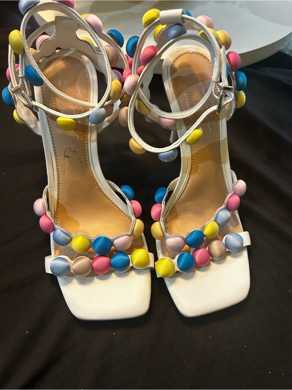 Gianni Bini Jess Southern Phoebe Pastel Rainbow Barbiecore Bead Sandal Heel 7 - Picture 6 of 7